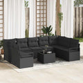 Set di divani 10 pz Nero polyrattan