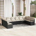 Set di divani 10 pz Nero polyrattan
