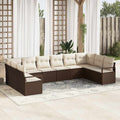 Set di divani 10 pz Marrone polyrattan