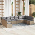 Set di divani 10 pz Beige polyrattan