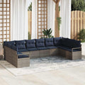 Set di divani 10 pz Grigio polyrattan