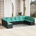 Set di divani 10 pz Nero polyrattan