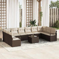 Set di divani 11 pz Marrone polyrattan