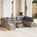 Set Divano da Giardino 10 pz Beige polyrattan