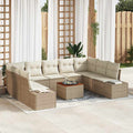 Set Divano da Giardino 10 pz Beige polyrattan