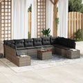 Set Divano da Giardino 11 pz Grigio polyrattan