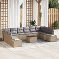 Set Divano da Giardino 11 pz Beige polyrattan