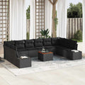 Set Divano da Giardino 11 pz Nero polyrattan