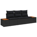 Set Divano da Giardino 3 pz Nero polyrattan