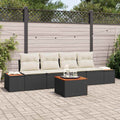 Set Divano da Giardino 5 pz Nero Poly Rattan