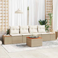 Set Divano da Giardino 5 pz Beige Poly Rattan
