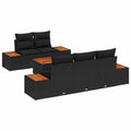 Set Divano da Giardino 6 pz Nero Poly Rattan
