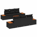 Set Divano da Giardino 7 pz Nero Poly Rattan