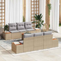 Set Divano da Giardino 7 pz Beige Poly Rattan