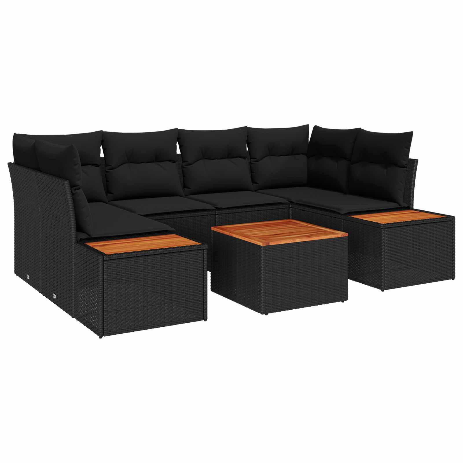 Set Divano da Giardino 6 pz Nero Poly Rattan