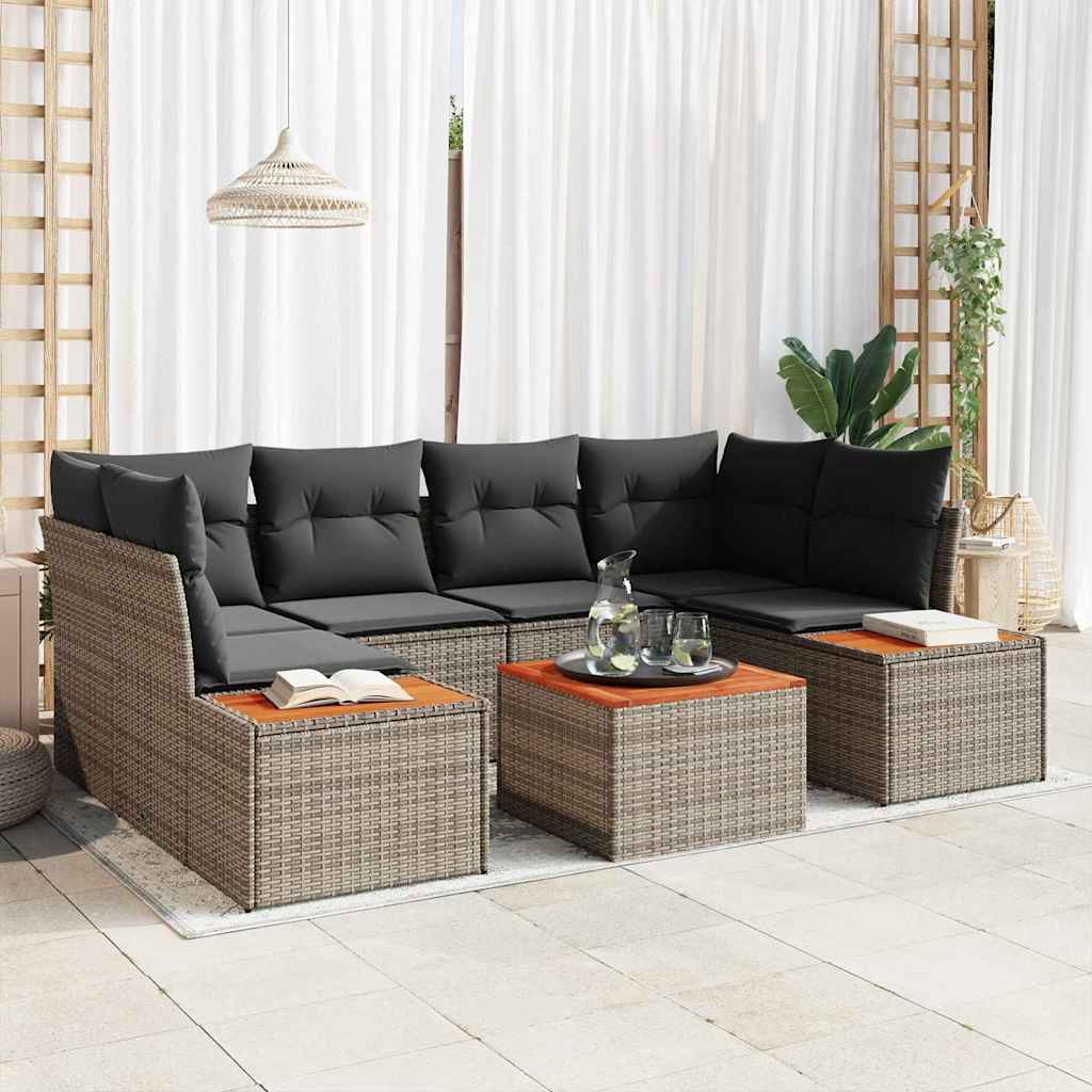 Set Divano da Giardino 6 pz Grigio Poly Rattan