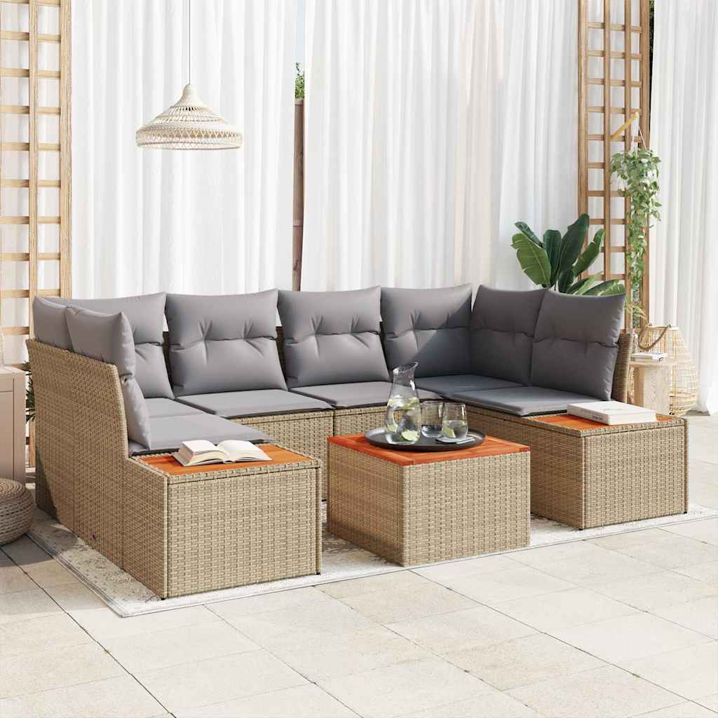 Set Divano da Giardino 6 pz Beige Poly Rattan