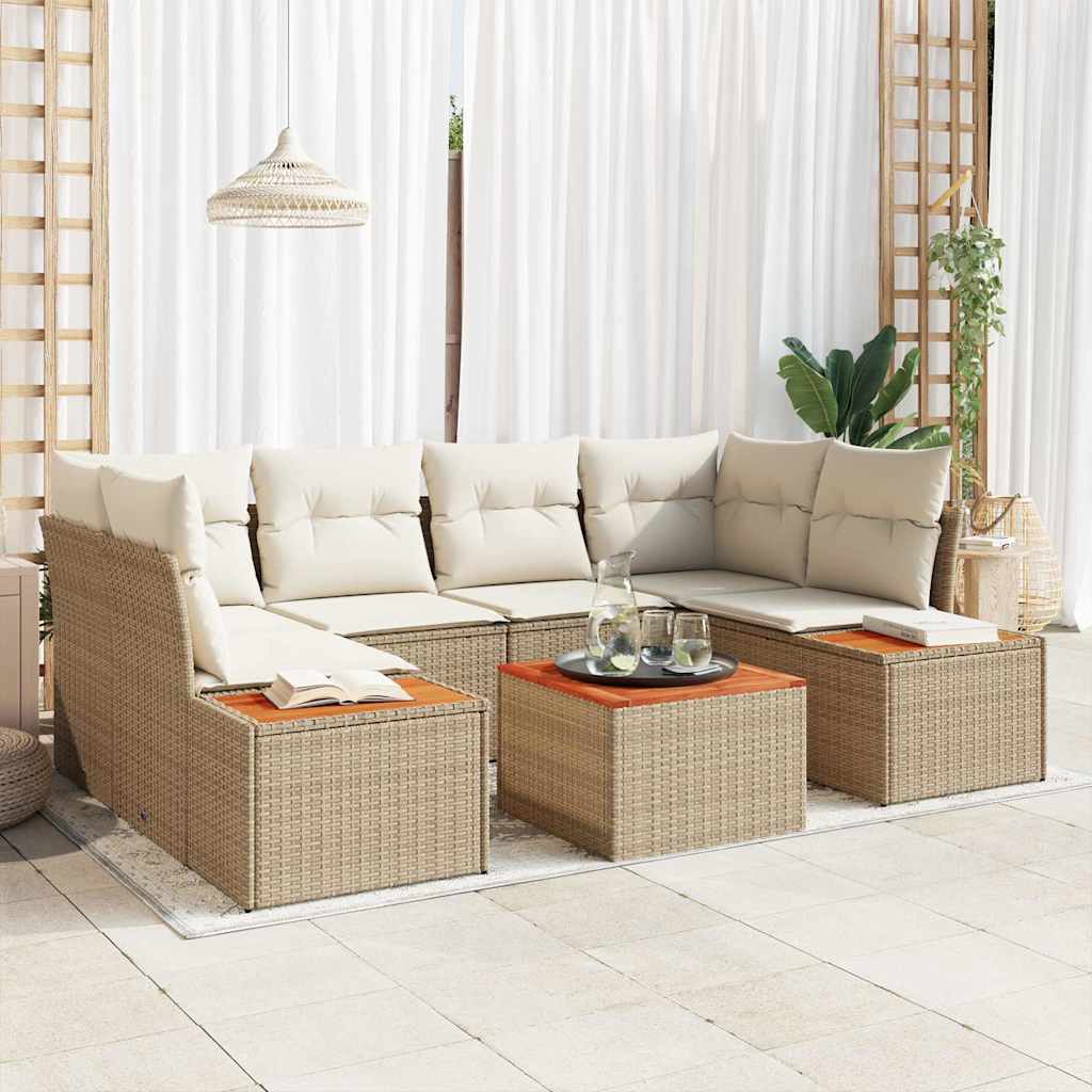 Set Divano da Giardino 6 pz Beige Poly Rattan
