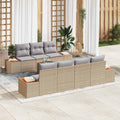 Set Divano da Giardino 8 pz Beige Poly Rattan
