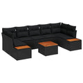Set Divano da Giardino 8 pz Nero Poly Rattan