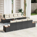 Set Divano da Giardino 9 pz Nero Poly Rattan