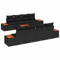 Set Divano da Giardino 9 pz Nero Poly Rattan