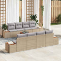 Set Divano da Giardino 9 pz Beige Poly Rattan