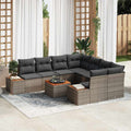 Set Divano da Giardino 9 pz Grigio Poly Rattan