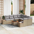 Set Divano da Giardino 9 pz Beige Poly Rattan