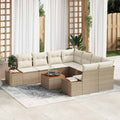 Set Divano da Giardino 9 pz Beige Poly Rattan