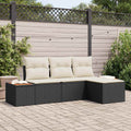 Set Divano da Giardino 4 pz Nero polyrattan
