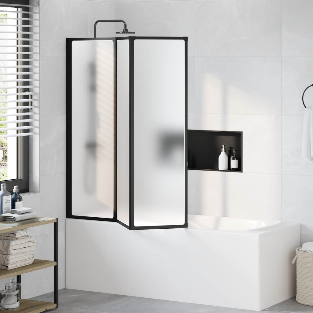 Parete doccia Nero 132 x 2 x 140 cm Alluminio e PP