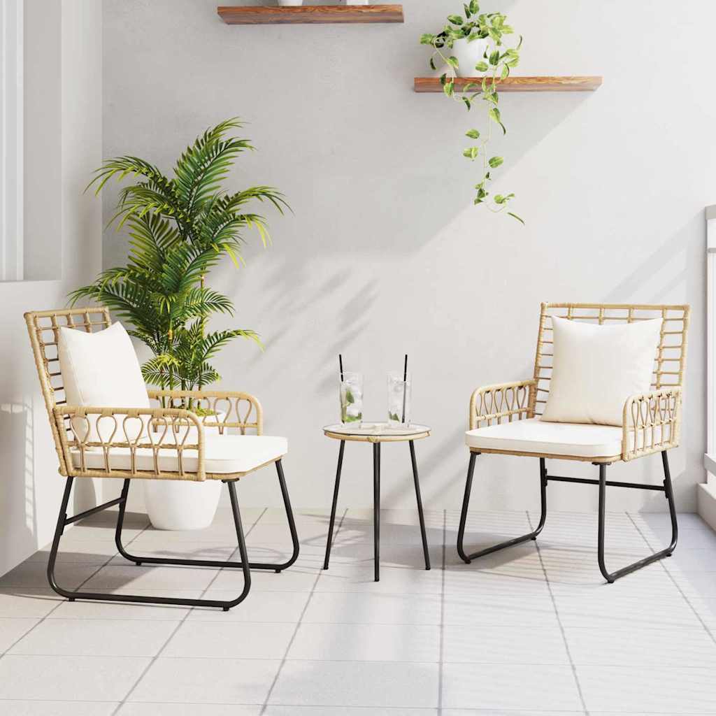 Set da Pranzo per Giardino 3 pz Marrone e Crema polyrattan
