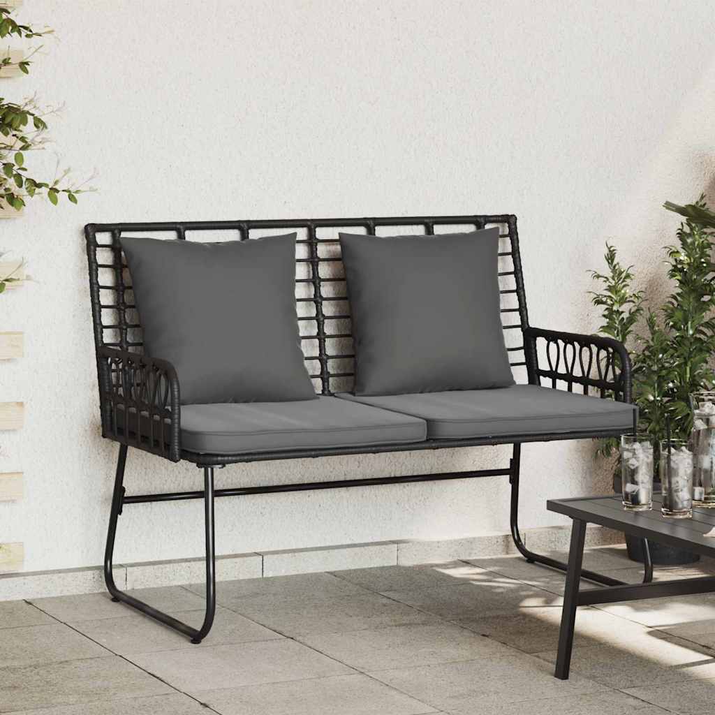 Panchina da giardino Nero e antracite polyrattan