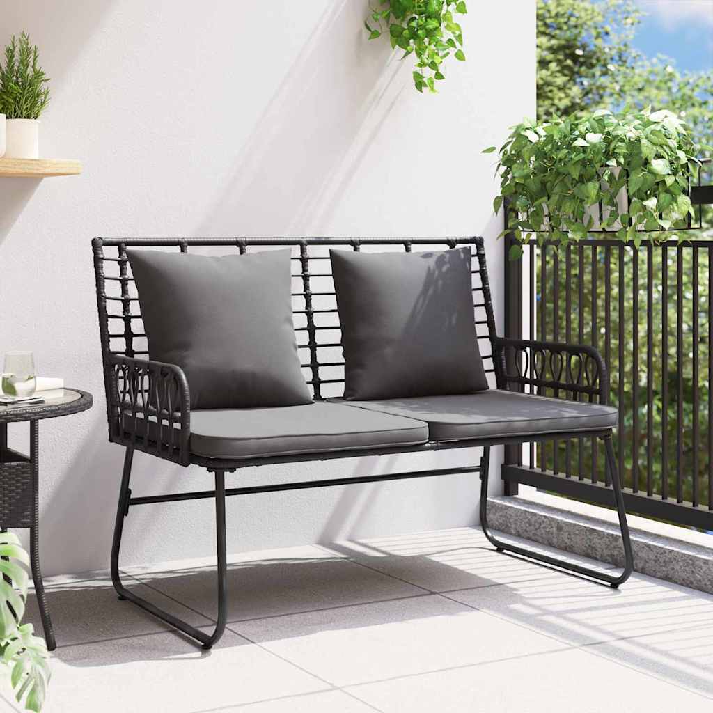 Panchina da giardino Nero e antracite polyrattan