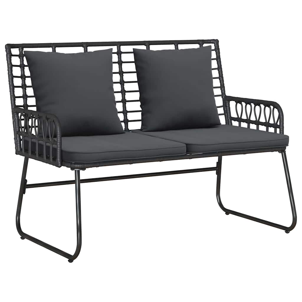 Panchina da giardino Nero e antracite polyrattan