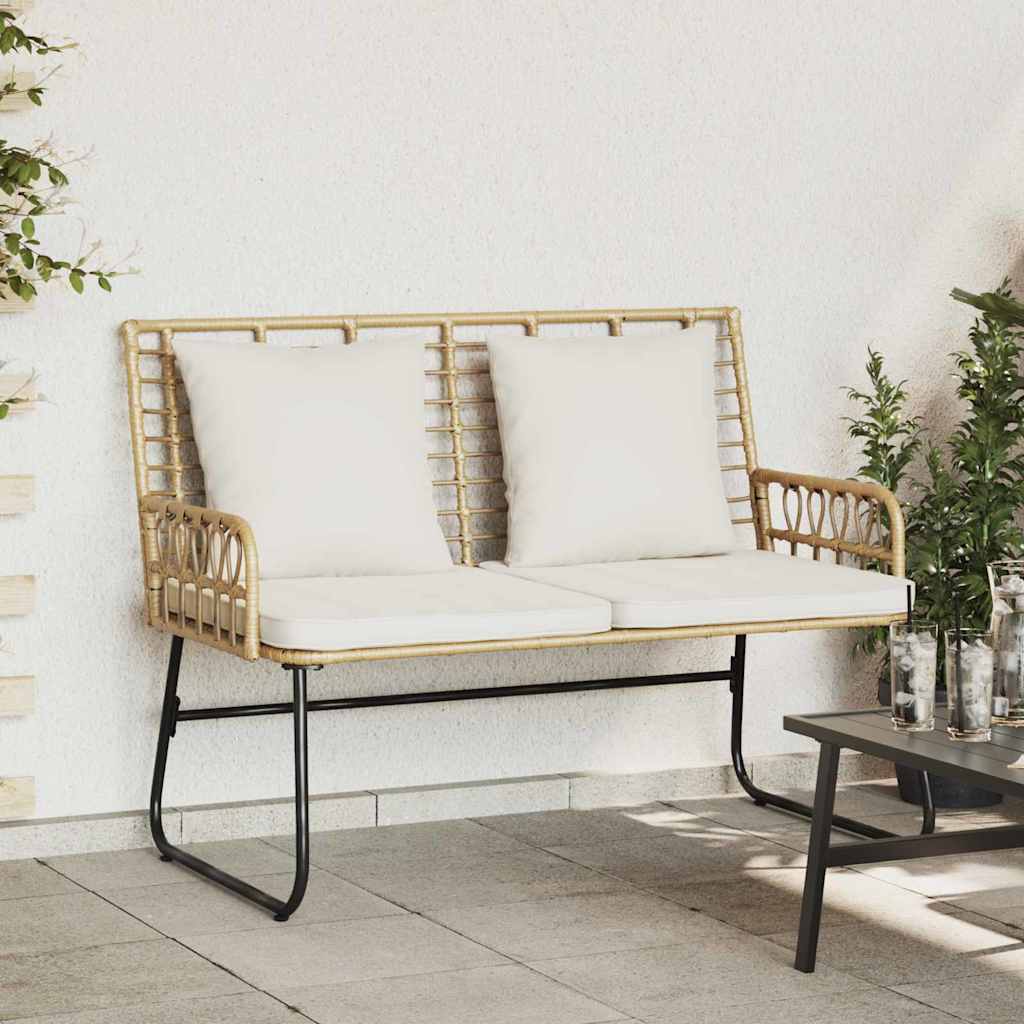 Panchina da giardino Marrone e Crema polyrattan