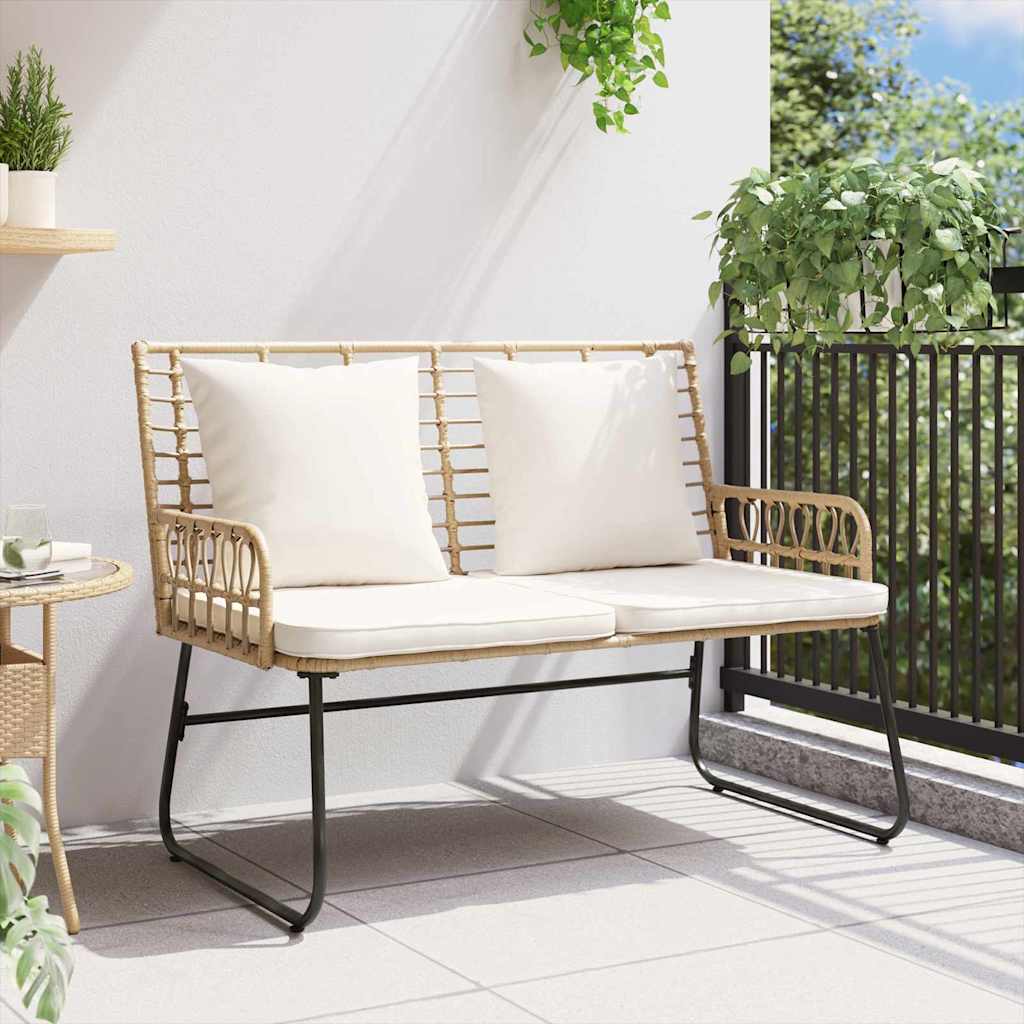 Panchina da giardino Marrone e Crema polyrattan