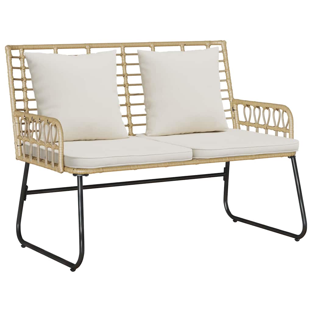 Panchina da giardino Marrone e Crema polyrattan
