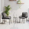 Set da Pranzo per Giardino 3 pz Nero e antracite polyrattan