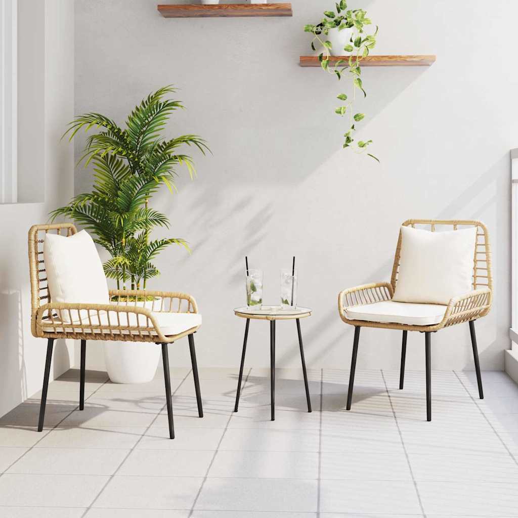 Set da Pranzo per Giardino 3 pz Marrone e Crema polyrattan