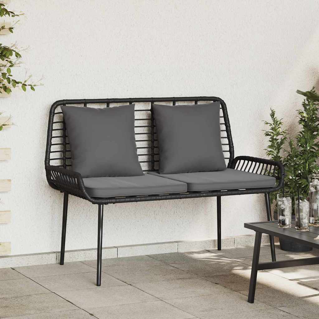 Panchina da giardino Nero e antracite polyrattan