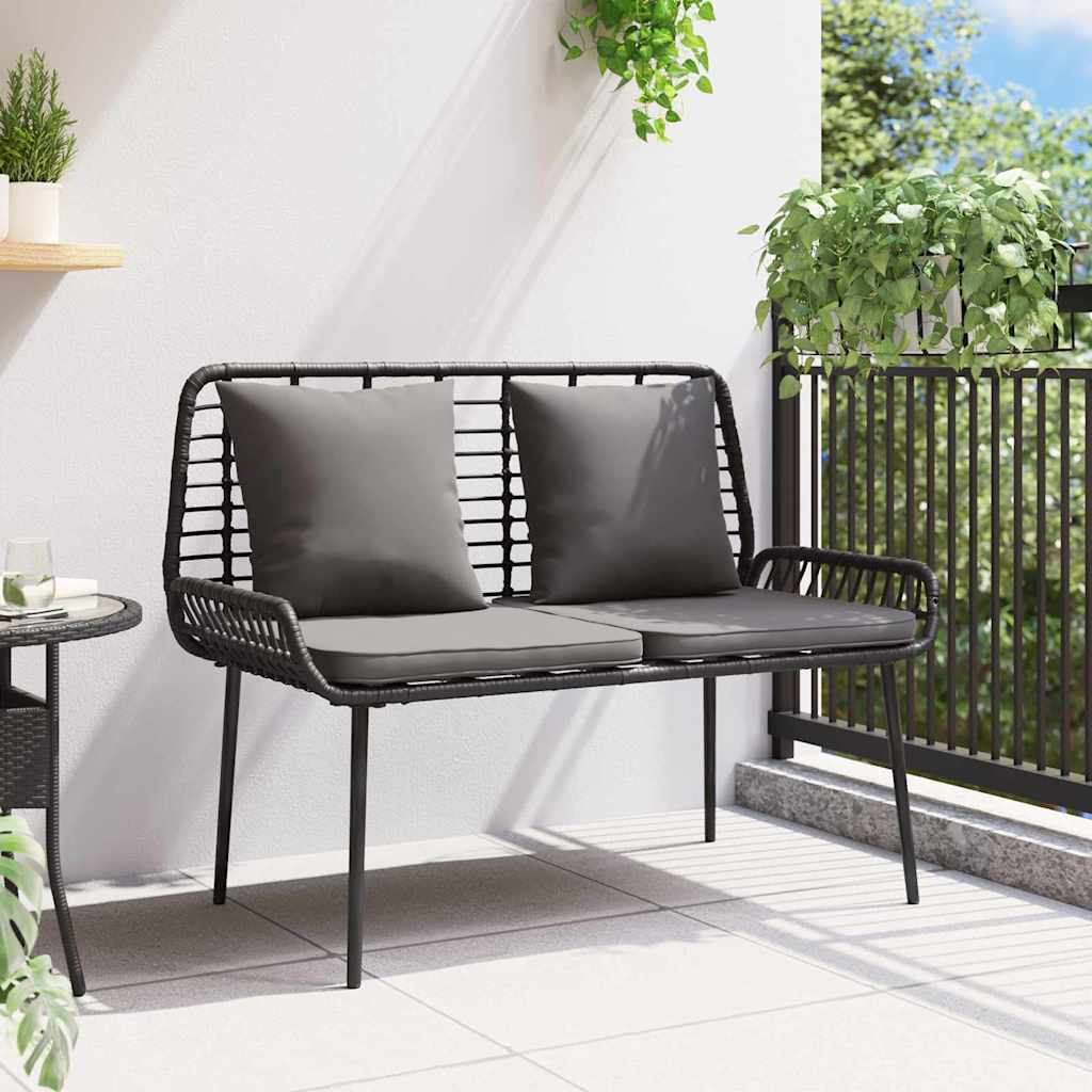 Panchina da giardino Nero e antracite polyrattan