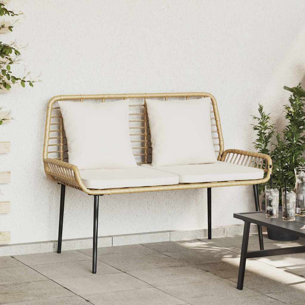 Panchina da giardino Marrone e Crema polyrattan