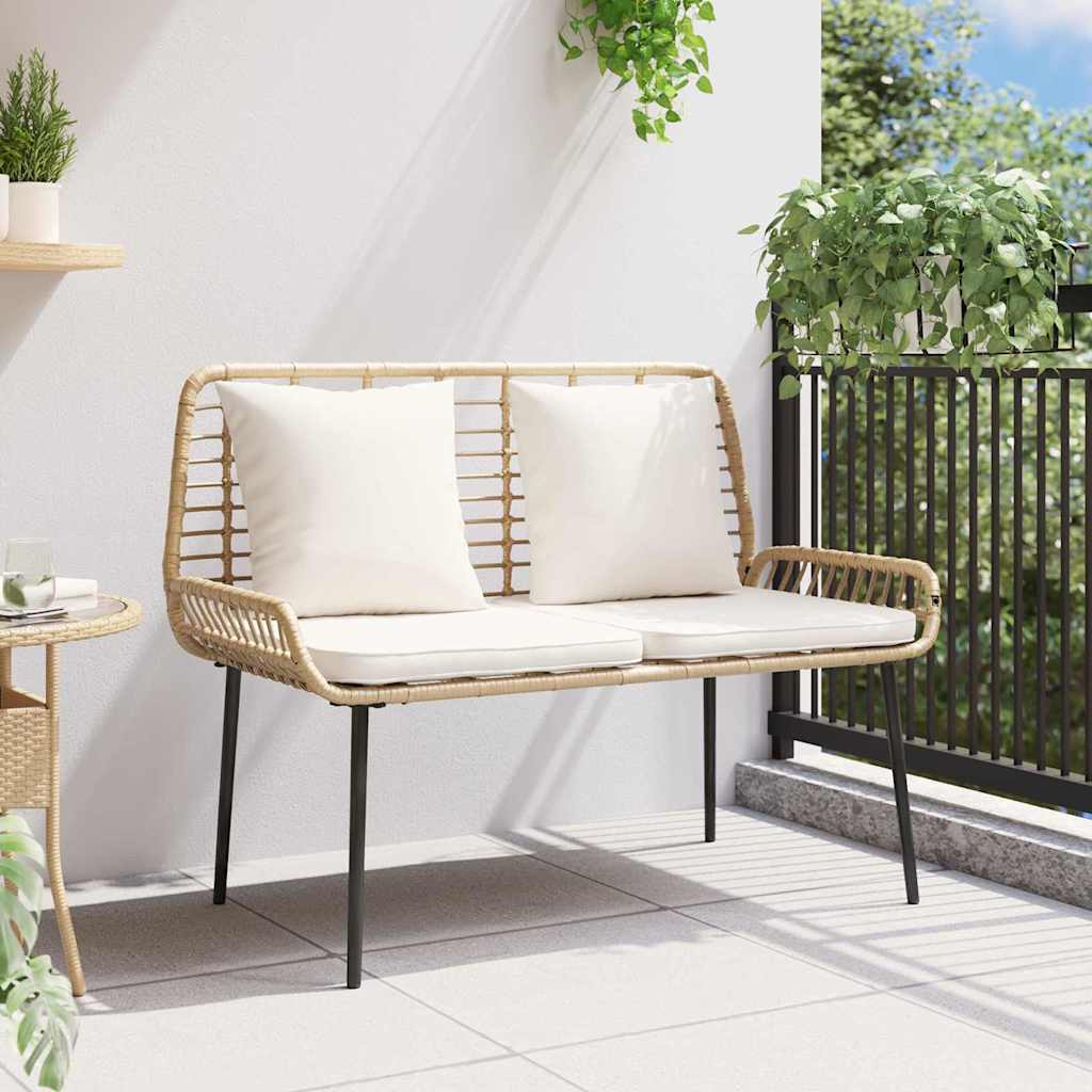 Panchina da giardino Marrone e Crema polyrattan
