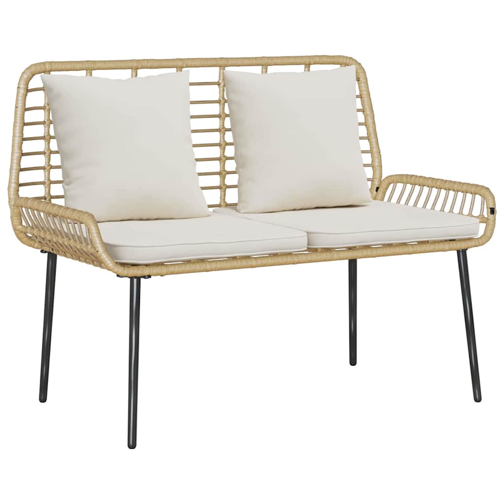 Panchina da giardino Marrone e Crema polyrattan