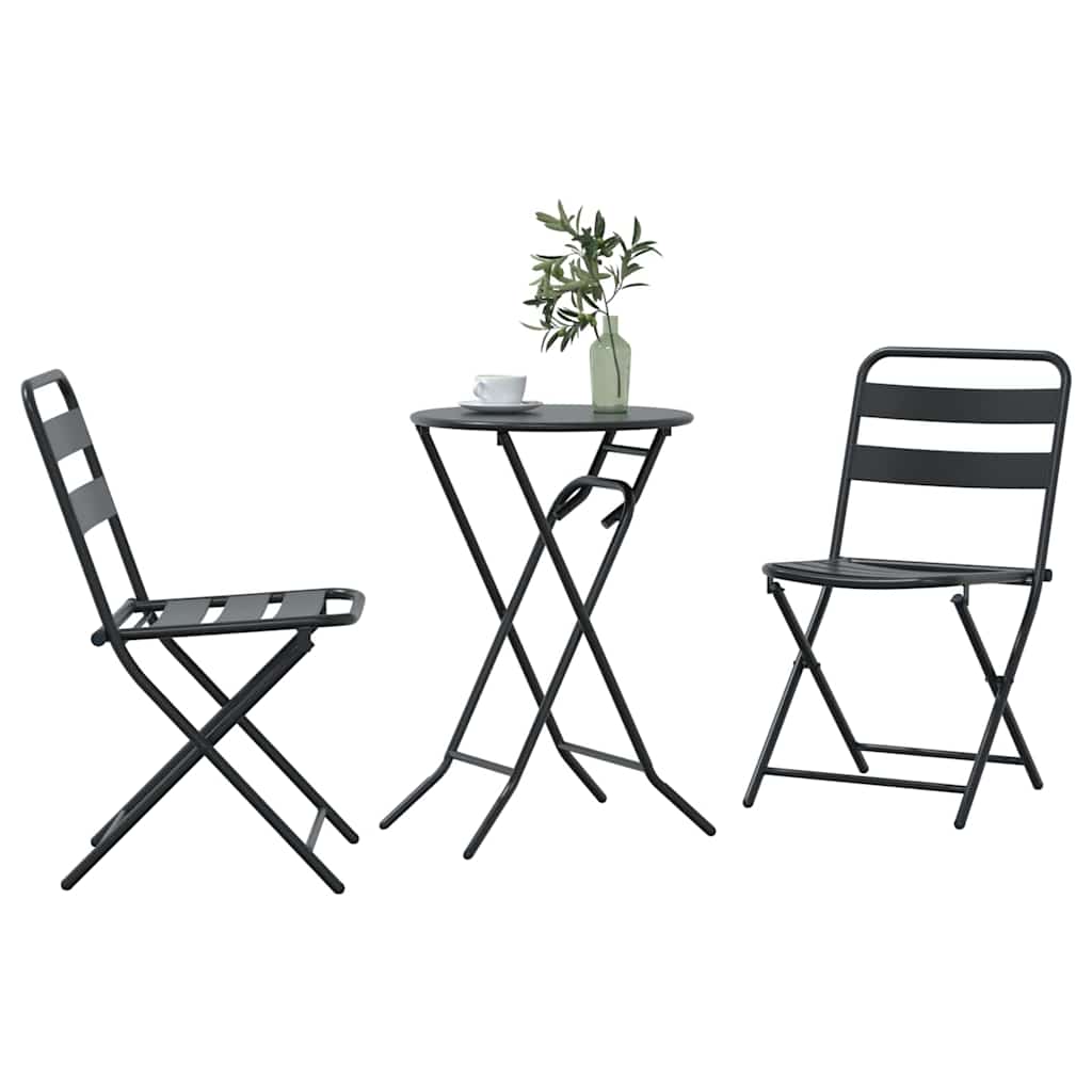 Set Bistro da Giardino 3 pz Antracite Acciaio