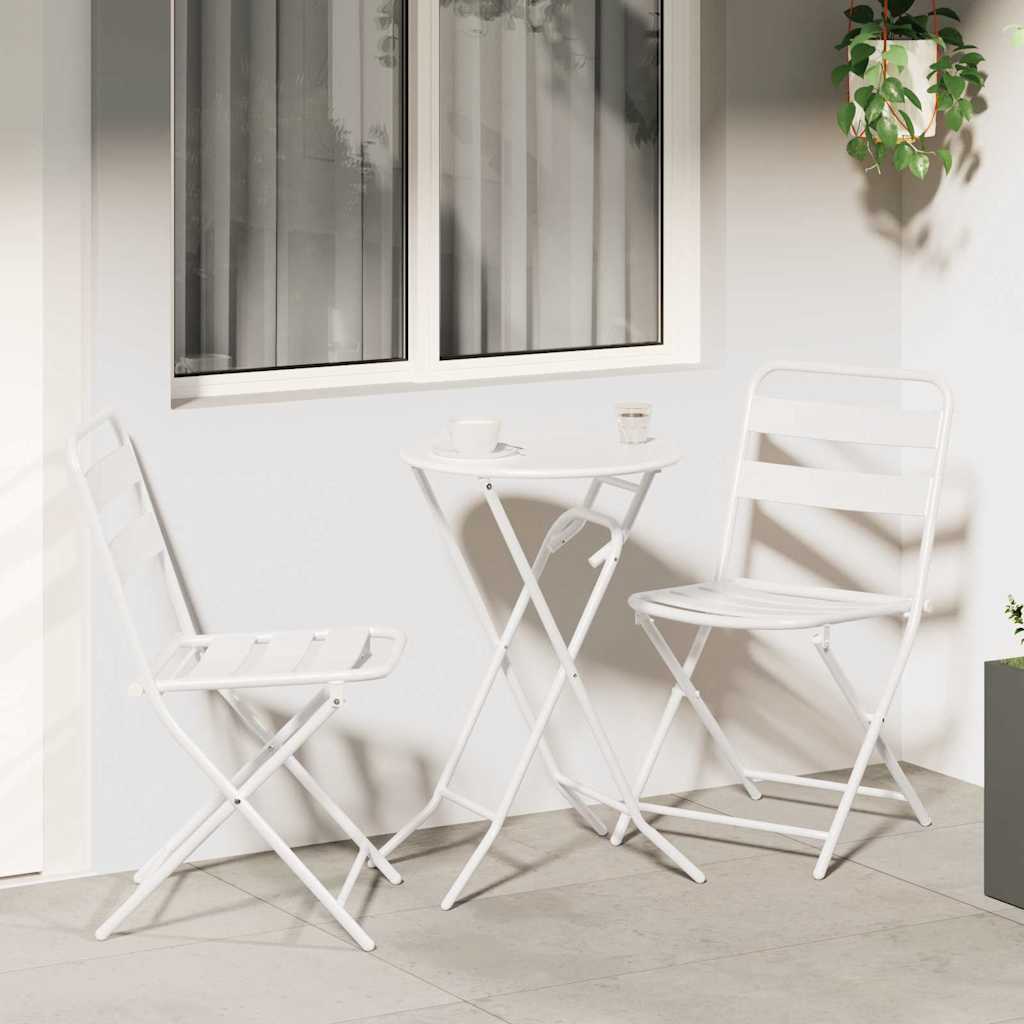 Set Bistro da Giardino 3 pz Bianco Acciaio