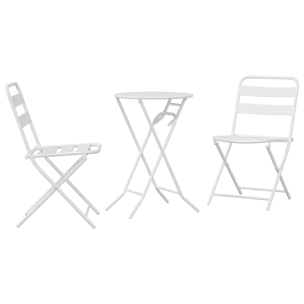 Set Bistro da Giardino 3 pz Bianco Acciaio