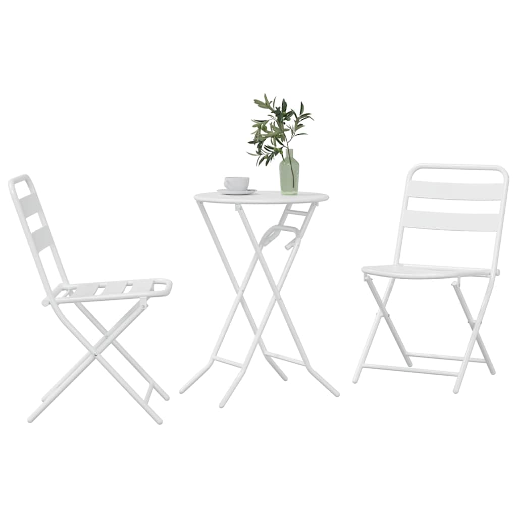 Set Bistro da Giardino 3 pz Bianco Acciaio